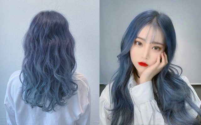 Màu tóc xanh khói là kiểu nhuộm màu tóc sáng da cực kỳ độc đáo